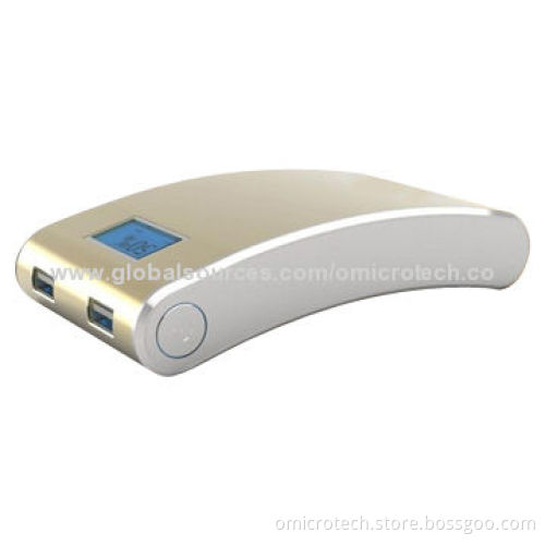 12,000mAh Fashionable Polymer Dual-USB Port Power Bank, Long Standby Time, 5V/1.0A Input